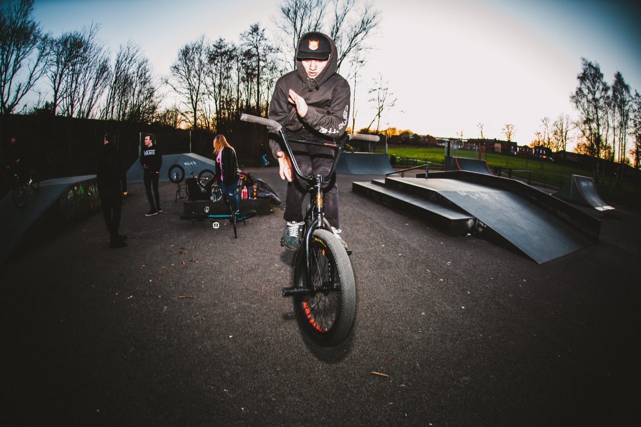 A rider on a bike